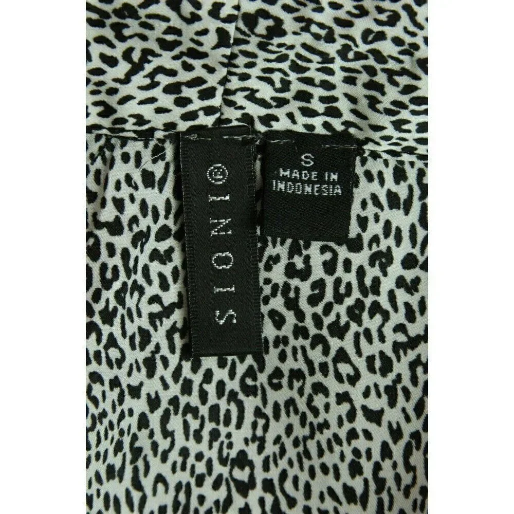 Sioni Top Leopard Print Ruffles Sleeveless Womens small